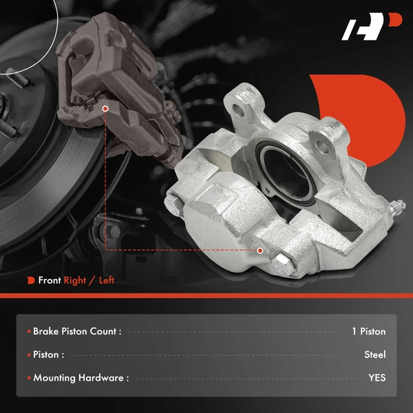1-PC Brake Caliper, Front Left Driver Side, 1-Piston, A-Premium APBC3993