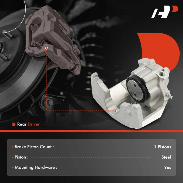 1-PC Brake Caliper, Rear Left Driver Side, 1-Piston, A-Premium APBC4144