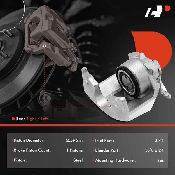 1-PC Brake Caliper, Rear Right Passenger Side, 1-Piston, A-Premium APBC3996