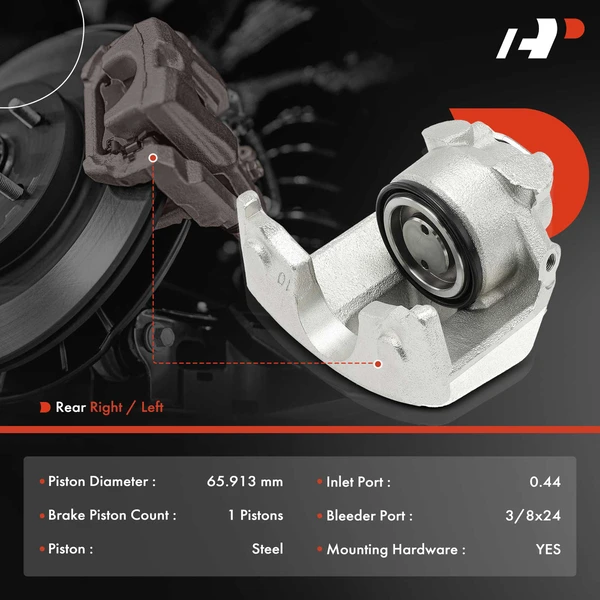 1-PC Brake Caliper, Rear Left Driver Side, 1-Piston, A-Premium APBC3997