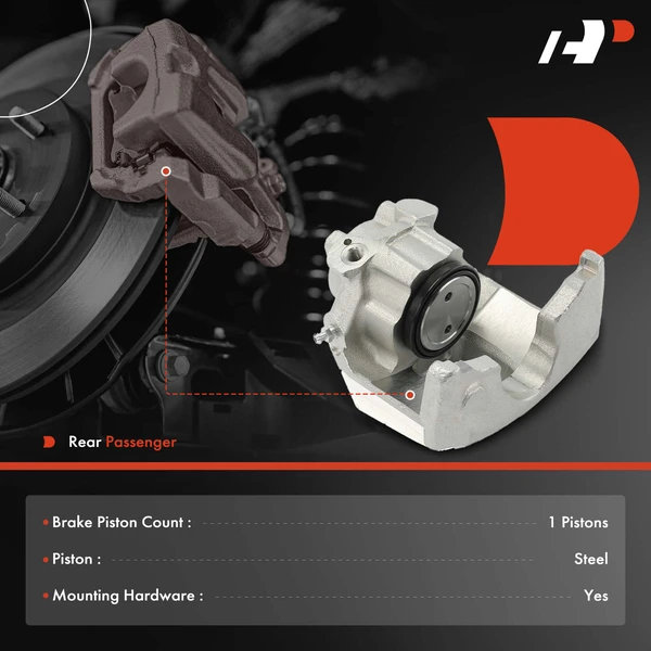 1-PC Brake Caliper, Rear Right Passenger Side, 1-Piston, A-Premium APBC4143