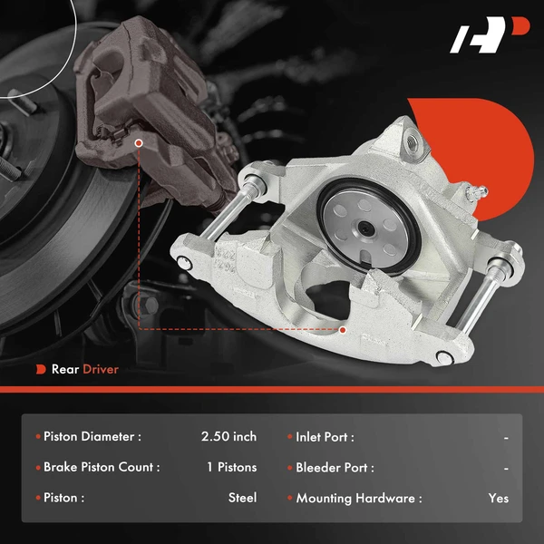 1-PC Brake Caliper, Rear Left Driver Side, 1-Piston, A-Premium APBC4146