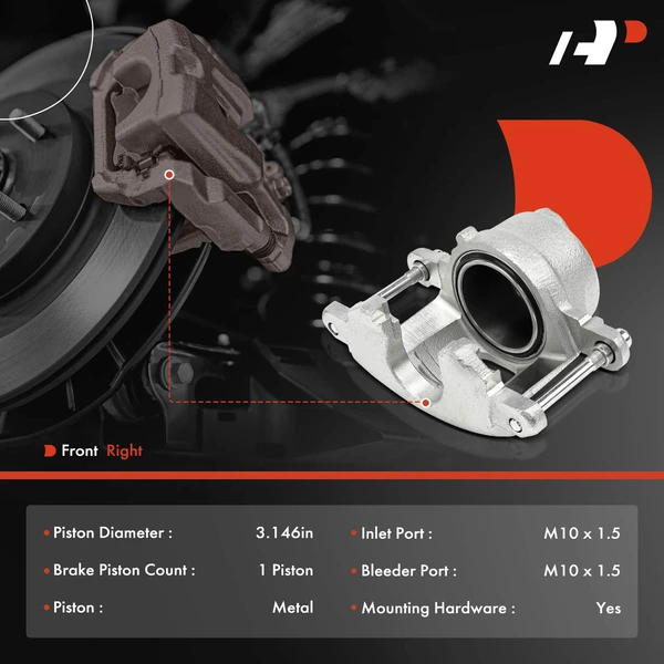 1-PC Brake Caliper, Front Right Passenger Side, 1-Piston, A-Premium APBC4147