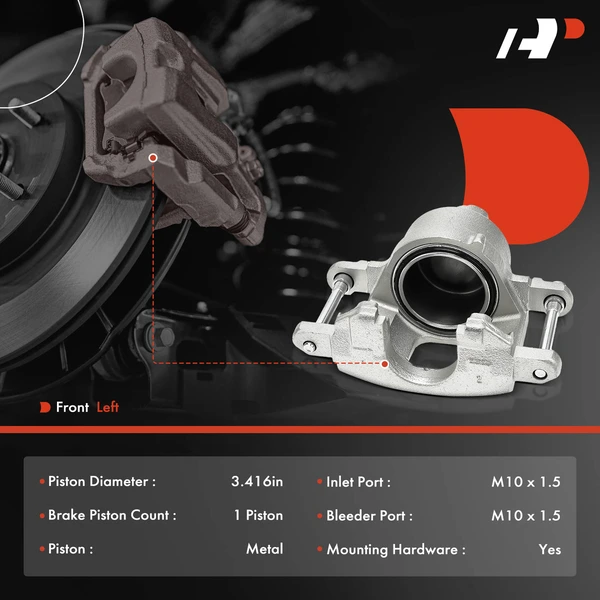 1-PC Brake Caliper, Front Left Driver Side, 1-Piston, A-Premium APBC4148