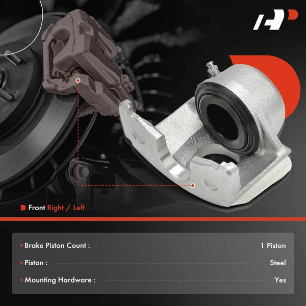 1-PC Brake Caliper, Front Right Passenger Side, 1-Piston, A-Premium APBC4151