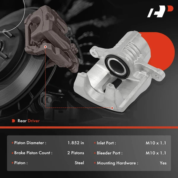 1-PC Brake Caliper, Rear Left Driver Side, 1-Piston, A-Premium APBC4025