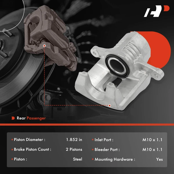 1-PC Brake Caliper, Rear Right Passenger Side, 1-Piston, A-Premium APBC4026