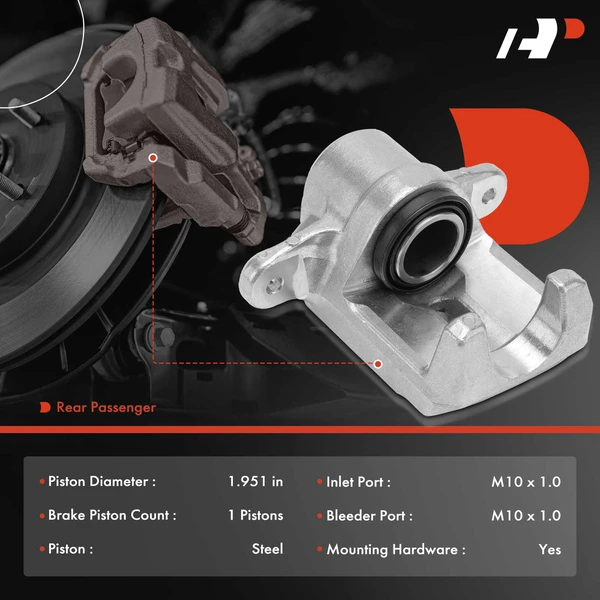 1-PC Brake Caliper, Rear Right Passenger Side, 1-Piston, A-Premium APBC3936