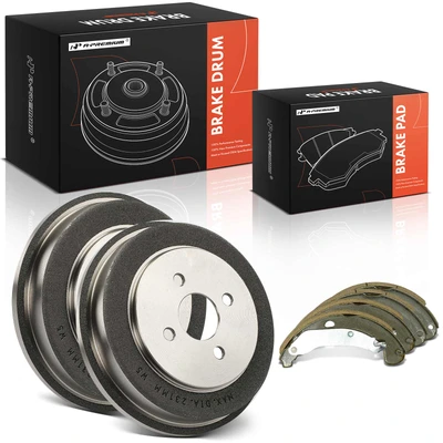 6 Pcs Rear Brake Drums & Ceramic Brake Shoes