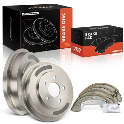 6 Pcs Rear Brake Drums & Ceramic Brake Shoes