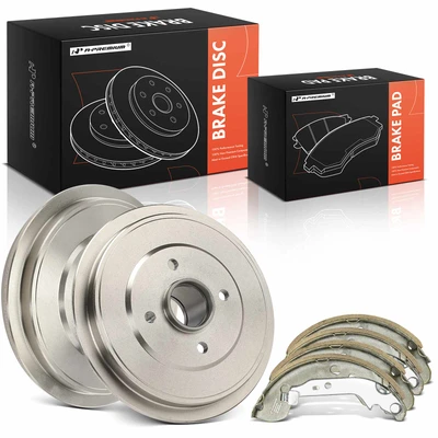 6 Pcs Rear Brake Drums & Ceramic Brake Shoes