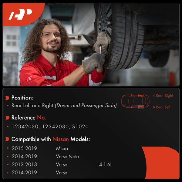 6 Pcs Rear Brake Drums & Ceramic Brake Shoes for Nissan Micra 2015-2017 Versa Note 2014-2019