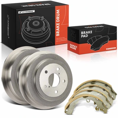 6 Pcs Rear Brake Drums & Ceramic Brake Shoes