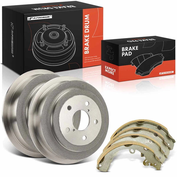 6 Pcs Rear Brake Drums & Ceramic Brake Shoes for Dodge Dakota 2005-2010 Mitsubishi Ram