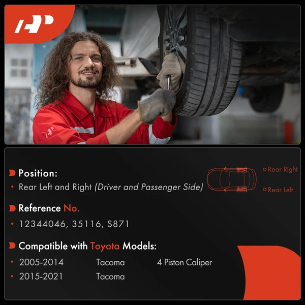 6 Pcs Rear Brake Drums & Ceramic Brake Shoes for Toyota Tacoma 2005-2021