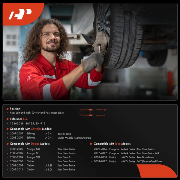 6 Pcs Rear Brake Drums & Ceramic Brake Shoes for Jeep Compass Patriot Dodge Chrysler