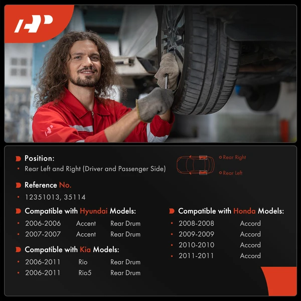 2 Pcs Rear Brake Drum for Honda Accord 08-11 Hyundai Accord