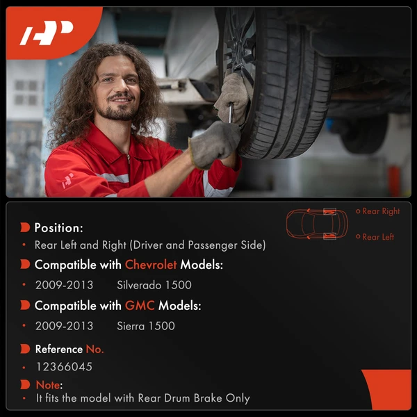 2 Pcs Rear Brake Drum for Chevy Silverado 1500 GMC Sierra 1500 2009-2013