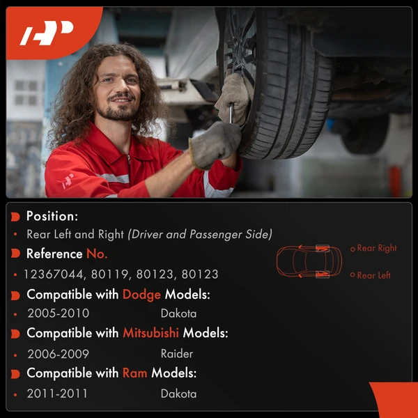 2 Pcs Rear Brake Drum for Dodge Dakota 05-10 Mitsubishi Raider