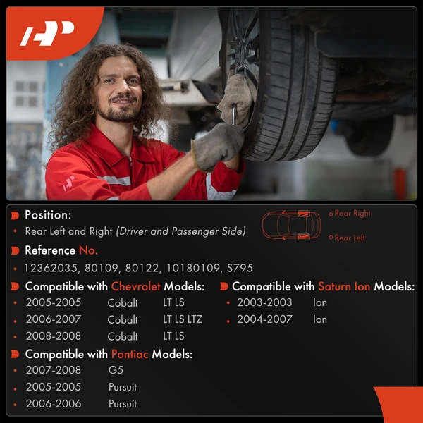 2 Pcs Rear Brake Drum for Chevrolet Cobalt 2005-2008 Pontiac G5 2007-2008