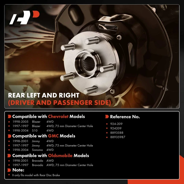 2 Pcs Rear Disc Brake Dust Shield for Chevrolet Blazer 1997-2005 S10 GMC Jimmy