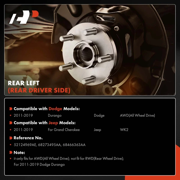 Rear Driver Brake Dust Shield for Jeep Grand Cherokee Dodge Durango 2011-2019 4Dr