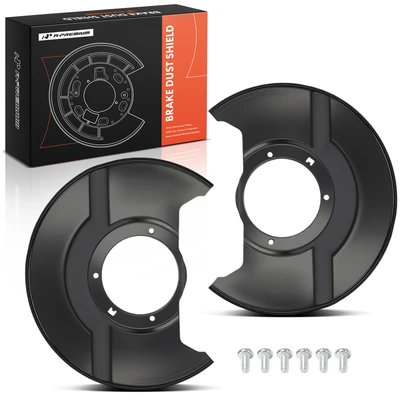 2 Pcs Front Driver & Passenger Black Brake Dust Shield