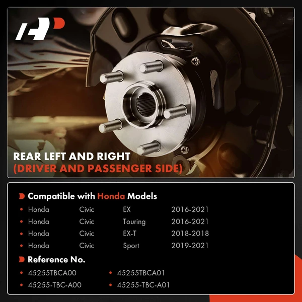 2 Pcs Front Driver & Passenger Black Brake Dust Shield for Honda Civic 2016-2021