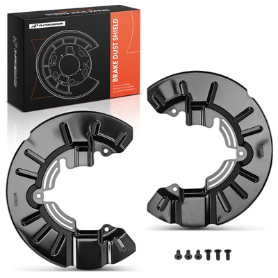 2 Pcs Front Driver & Passenger Black Brake Dust Shield