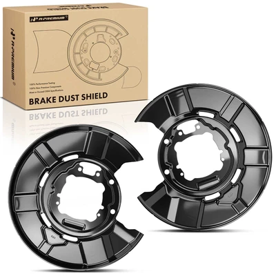 2 Pcs Rear Driver & Passenger Black Brake Dust Shield