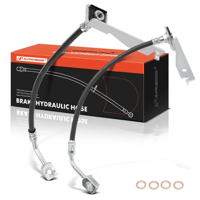 2 Pcs Front Brake Hydraulic Hose with Bracket