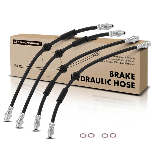 4 Pcs Front & Rear Brake Hydraulic Hose for Mini Cooper 2002-2008 L4 1.6L