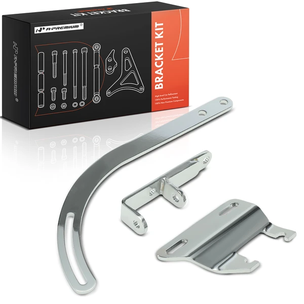 3 Pcs Steel Black Alternator Bracket Kit Short Water Pump for Chevy 265 283 305 SBC