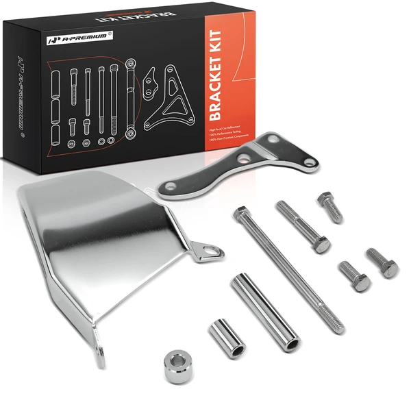 10 Pcs Steel Chrome Alternator Bracket Kit LWP for Chevy Small Block V8 GEN. I 350