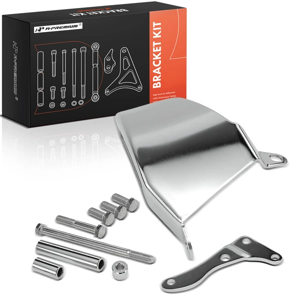 10 Pcs Steel Chrome Alternator Bracket Kit LWP for Chevy Small Block V8 GEN. I 350