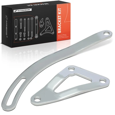 2 Pcs Steel Chrome Bottom Alternator Bracket Kit