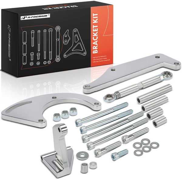 26 Pcs Aluminum Polished AC Compressor Bracket Kit SWP for Chevy 4.3L 6.6L Small BC