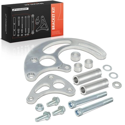 6 Pcs Aluminum Polished Power Steering Pump Bracket Kit LWP