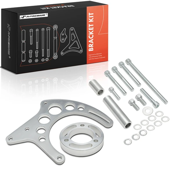 23 Pcs Aluminum Polished Alternator Bracket Kit Long Water Pump for Chevy 283 305 SB