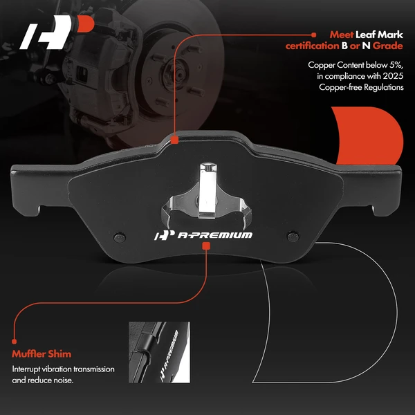 4 Pcs Front Ceramic Brake Pad for Ford Escape 2011-2012 Mercury Mariner