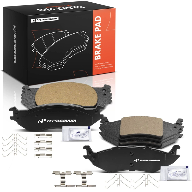 8 Pcs Front & Rear Ceramic Brake Pads with Hardware for 2004-2005 Ford E-150 Club Wagon
