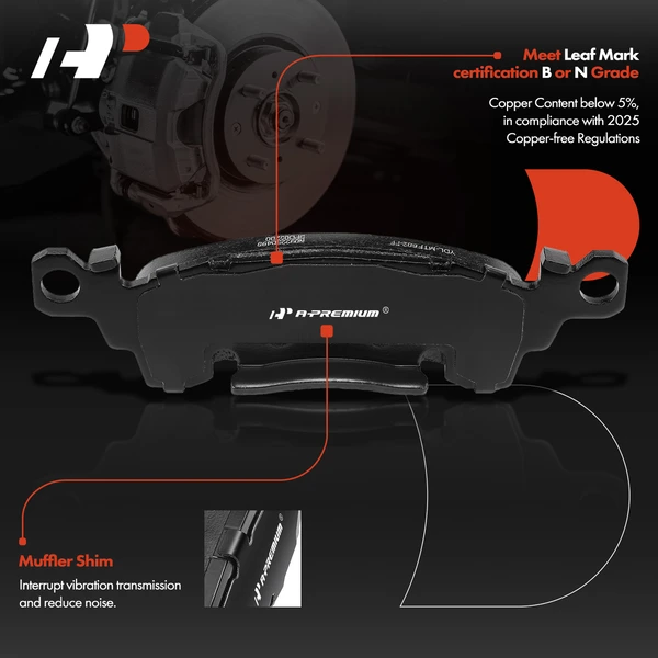 4 Pcs Front Ceramic Brake Pads for GMC G1500 1990-1995 Chevrolet Cadillac