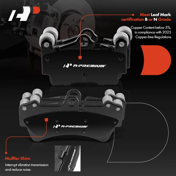 8 Pcs Front & Rear Ceramic Brake Pads for Audi Q7 2007-2015 Porsche Cayenne VW