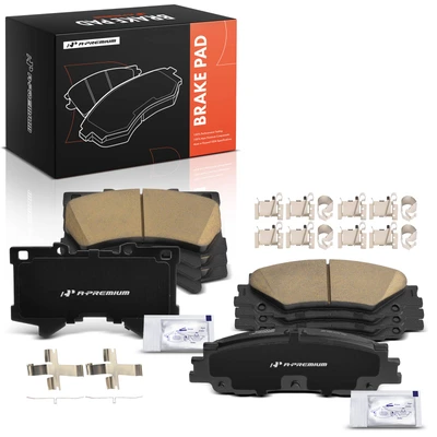 8 Pcs Front & Rear Ceramic Brake Pads with Hardware