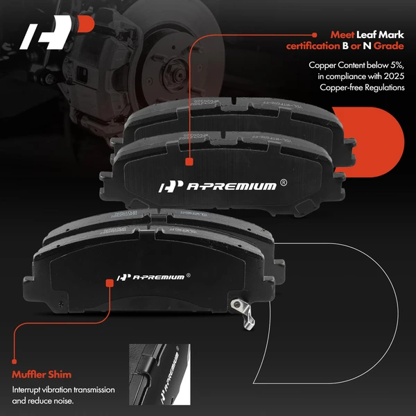 8 Pcs Front & Rear Ceramic Brake Pads for Nissan TITAN 2017-2021 V8 5.6L