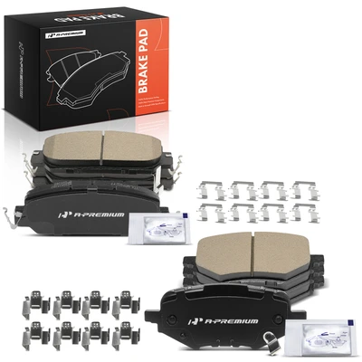 8 Pcs Front & Rear Ceramic Brake Pads with Hardware