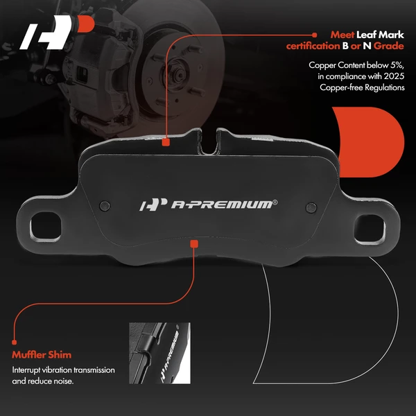 4 Pcs Rear Ceramic Brake Pad for Porsche 911 2013-2015 Panamera 2010-2015