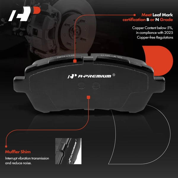 4 Pcs Front Ceramic Brake Pads for Ford Fiesta 2011-2019 Mazda 2 2011-2014