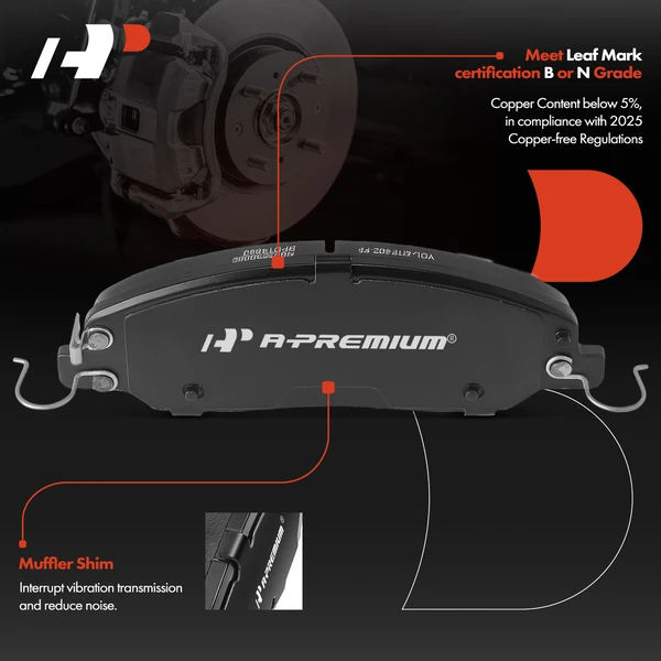 4 Pcs Front Ceramic Brake Pad for Ford Mustang 2010-2014