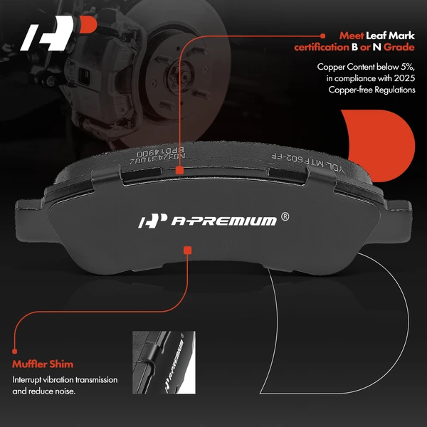 4 Pcs Rear Ceramic Brake Pads for Ram ProMaster 1500 2014-2021 ProMaster 2500 3500